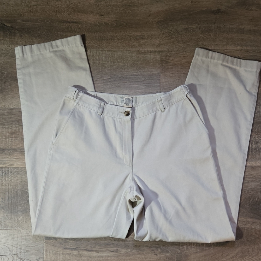 Womens L.L. Bean Favorit Fit Straight Leg Light Tan Chinos 8 M/T
